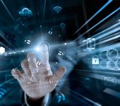 Businessman touching global networking data exchanges and payments online shopping with icon customer connection on worldwide information background, m-banking and omni-channel, multi-channel